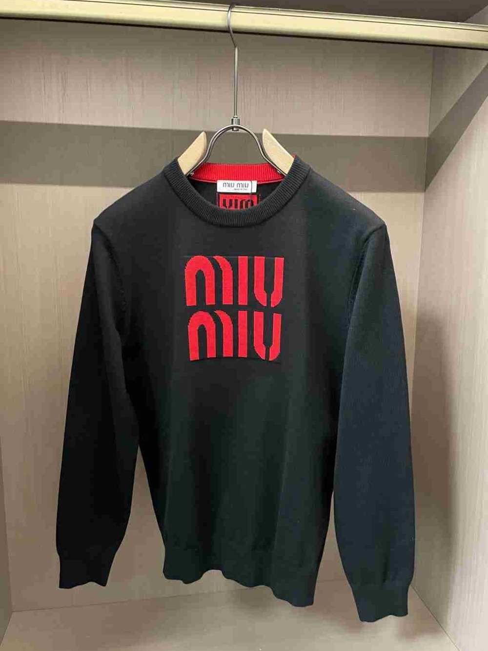 Miu Miu Black Sweatshirt with Red Logo